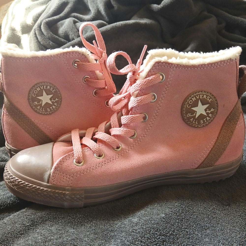 Converse Pink Fleece-Lined High-Tops